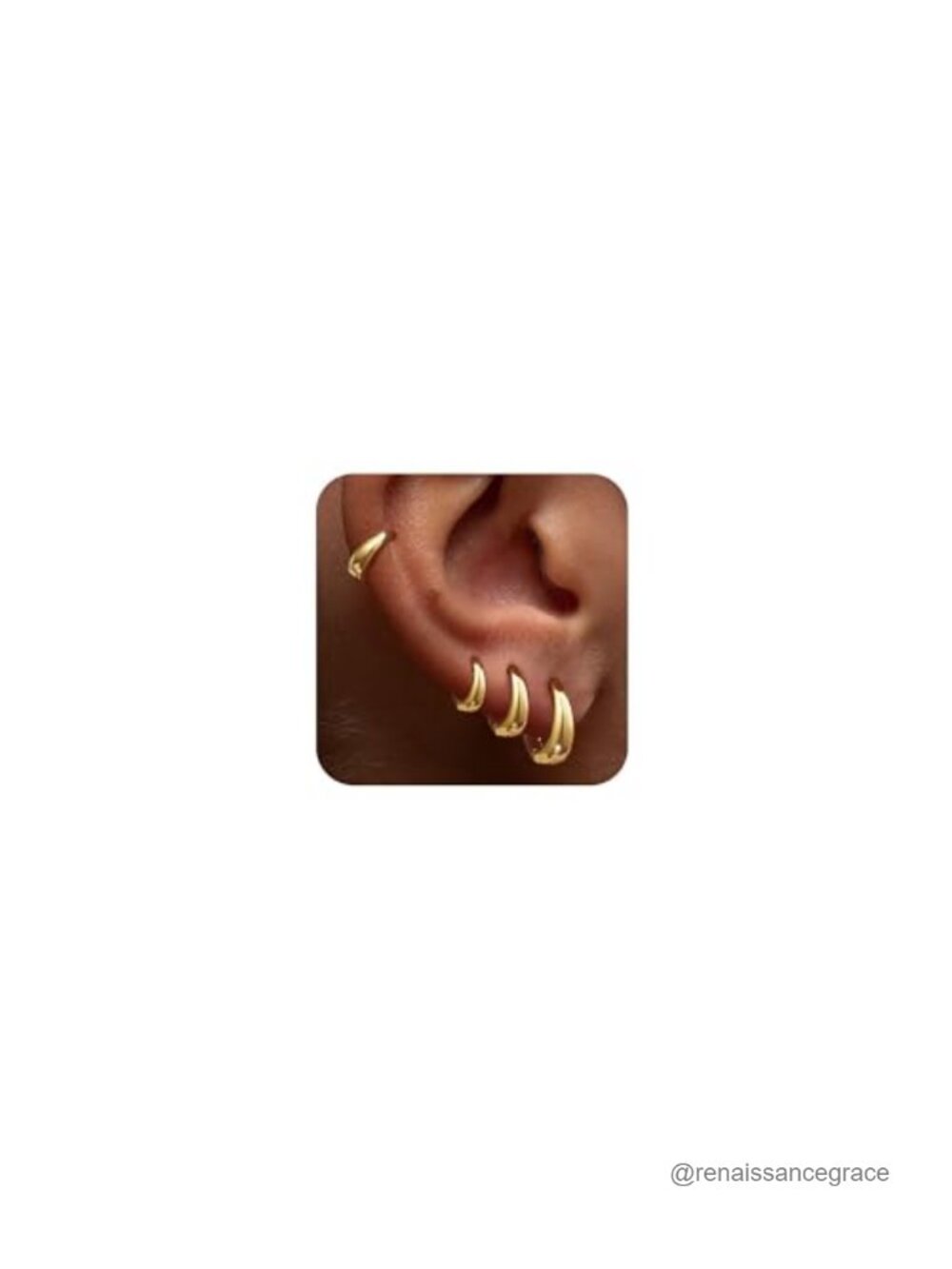 4 Pairs Small Chunky Huggie Hoop Earrings for Women - 14K Gold Plated